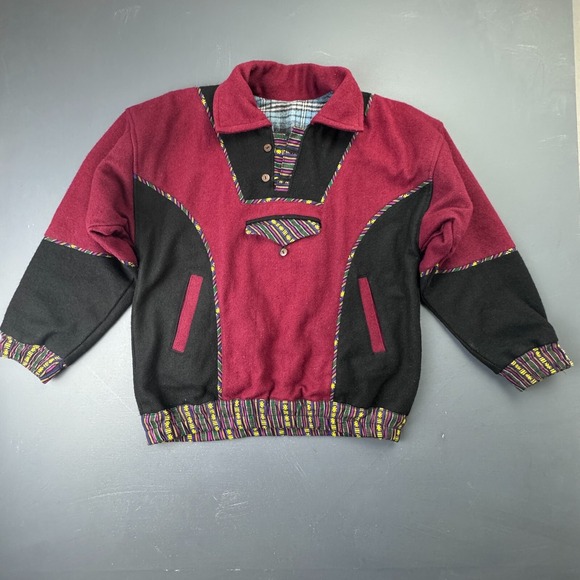 Himalayan Pullover Jacket Men's LWool Blend Fleece Lined Vintage Boho Casual